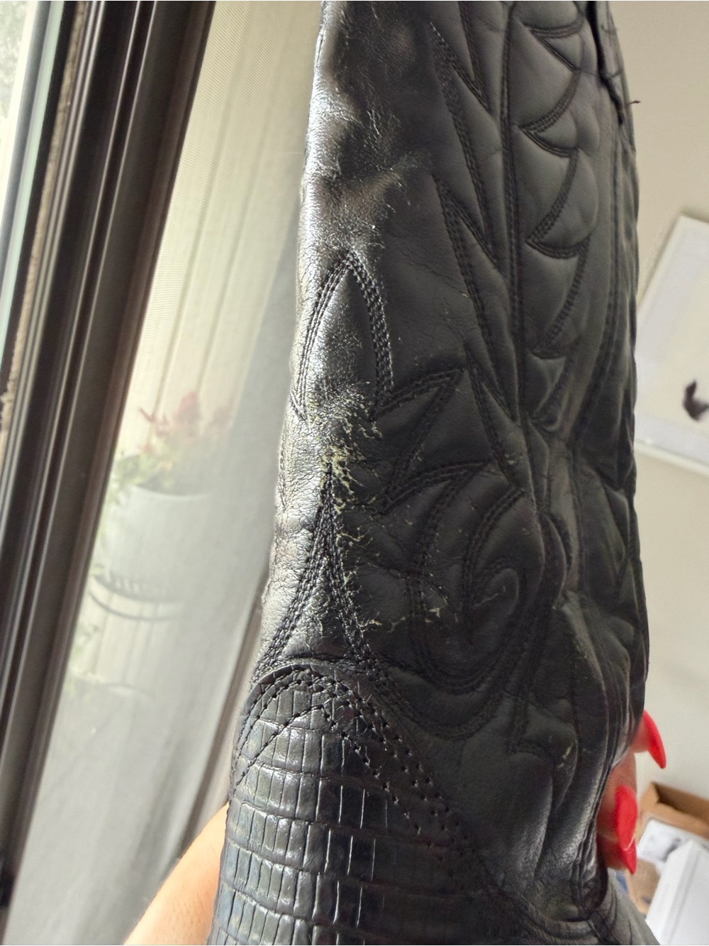 Men’s Dingo Black Leather Western Cowboy Boots with Silver Toe Accents - Picture 3 of 16